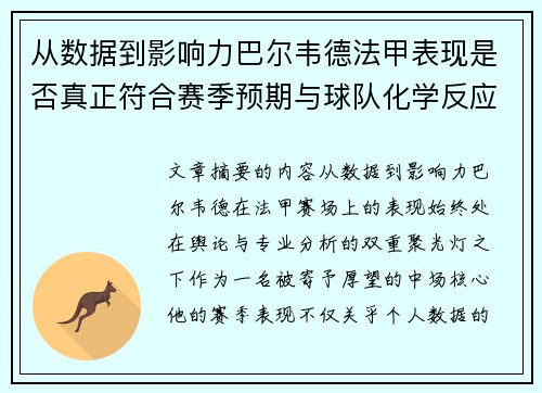 从数据到影响力巴尔韦德法甲表现是否真正符合赛季预期与球队化学反应 从数据到影响力巴尔韦德法甲表现是否真正符合赛季预期与球队化学反应